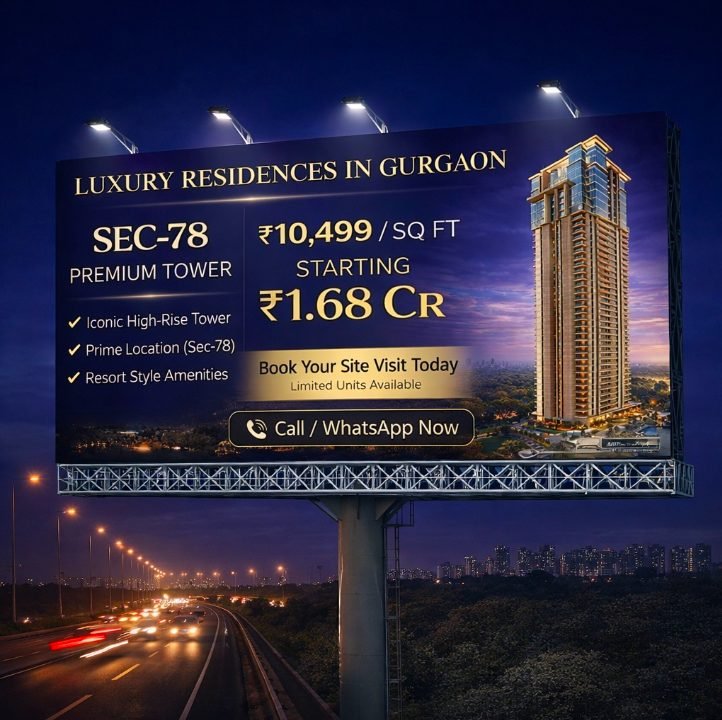 Sec-78 premium tower billboard creative — luxury residences in Gurgaon